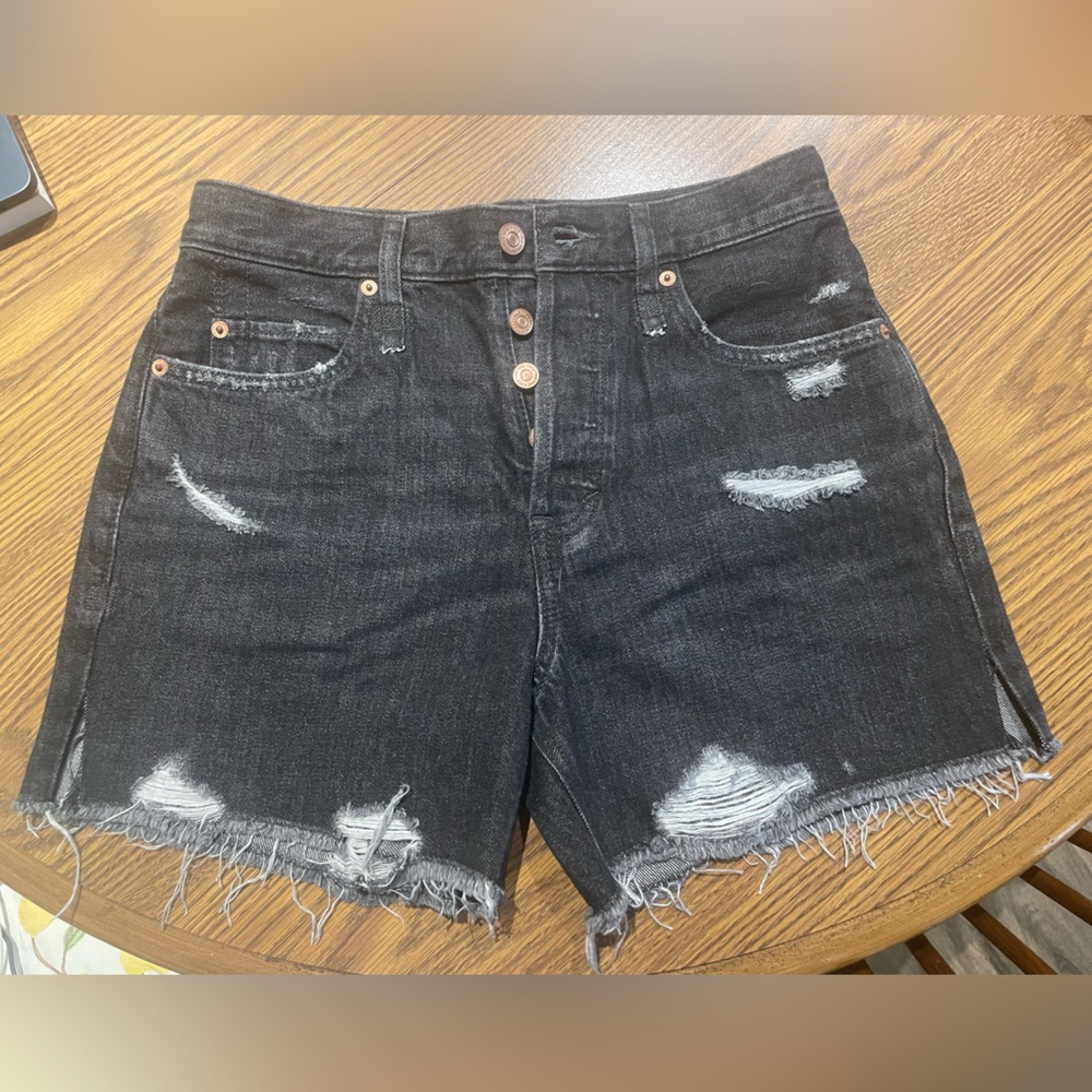 We The Free Black Distressed Jean Shorts
